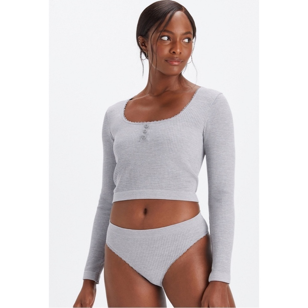 Fabletics Women's Cable Knit Long-Sleeve Top Grey Heather size XL NWT